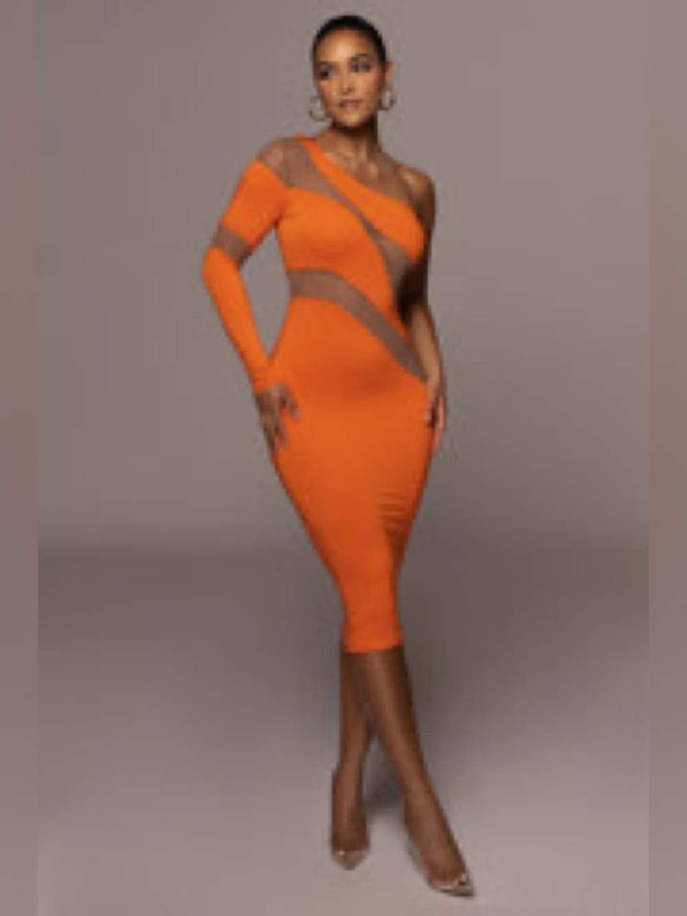 Tangerine Eyes For You Midi Dress